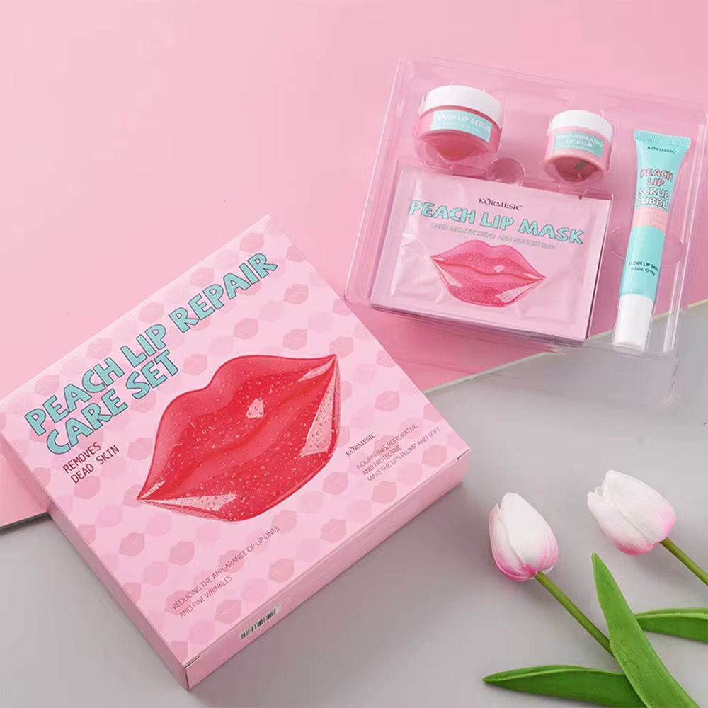 Kit Réparateur Lèvres à la Pêche (4-en-1) — Pour des Lèvres Roses et Douces