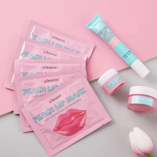 Kit Réparateur Lèvres à la Pêche (4-en-1) — Pour des Lèvres Roses et Douces